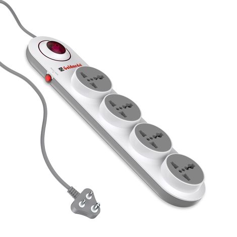 Gold Medal Logica 4X1 Spike Guard | 4 Universal Sockets | Master Switch with Indicator & Surge Protector | 2 Meter Extension Cord | Multi Plug for Home & Office
