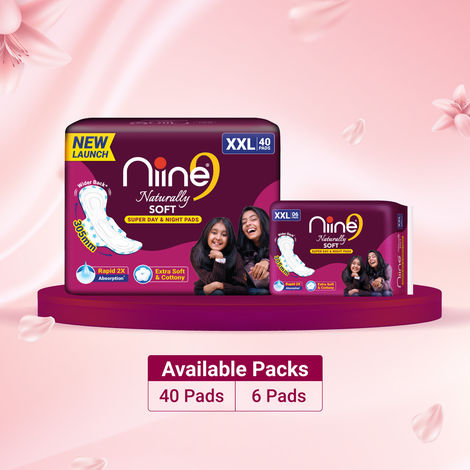Niine Naturally Soft Day & Night Sanitary Pads | 305 mm | XXL | 40 Pads