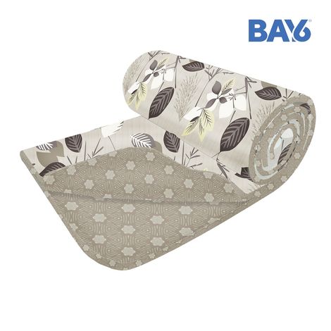 BAY6 Microfibre Leaf Print Single Bed Dohar - Beige & Brown | 150 x 220 cm
