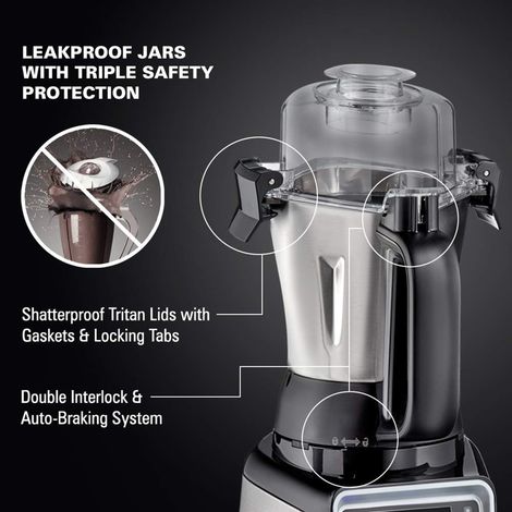 Hamilton Beach Professional Juicer Mixer Grinder 58770 - IN | 1400W | 3 Jars - Black