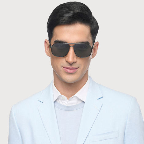 John Jacobs By Lenskart Unisex Geometric Stainless Steel Sunglasses | Green - L