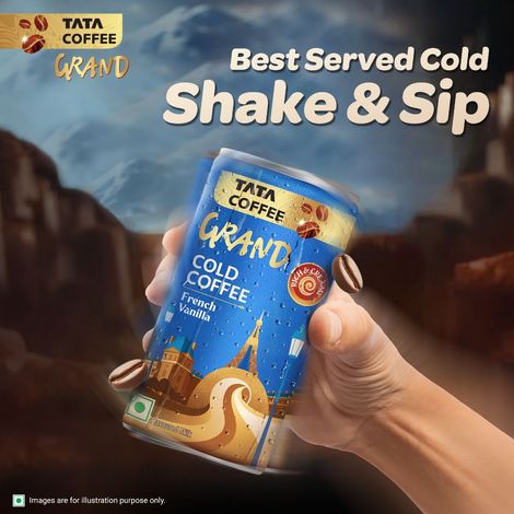 Tata Cold Coffee French Vanilla Iced Coffee, Rich & Creamy, Flavoured Milk, Can