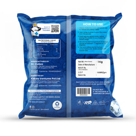 Dr. Cubes Ice Cubes (1kg) & Schweppes Indian Tonic Water (300ml) Combo