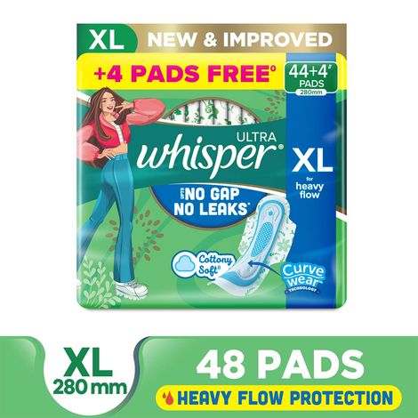 Whisper Ultra Hygiene+Comfort Sanitary Pads | XL | 48 pcs