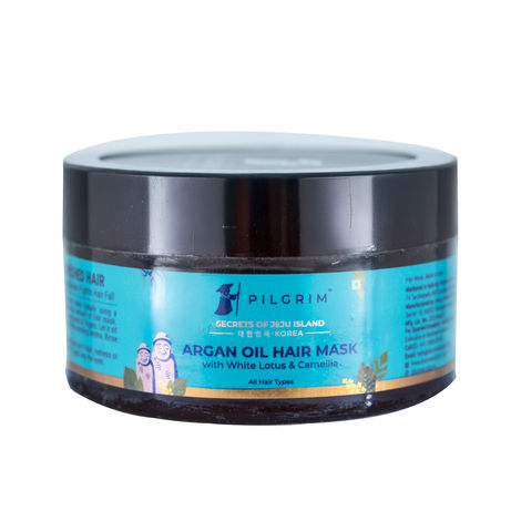 Pilgrim Korean Argan Oil Hair Mask for Dry & Frizzy Hair with White Lotus for Smoothening & Hairfall Control