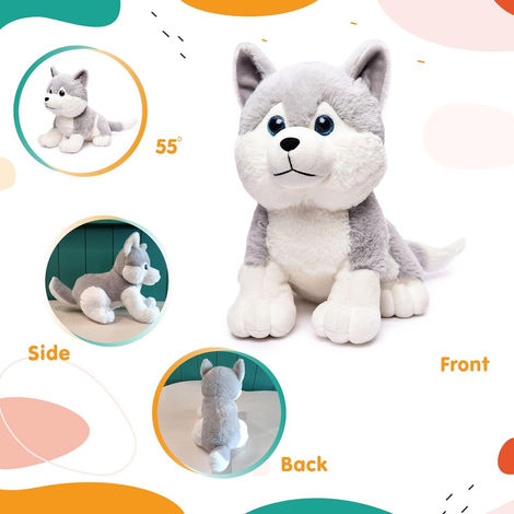 Webby Plush Husky Dog Stuffed Animal Puppy Soft Toy, Adorable Gifts for Kids and Adult, 30CM (Grey)
