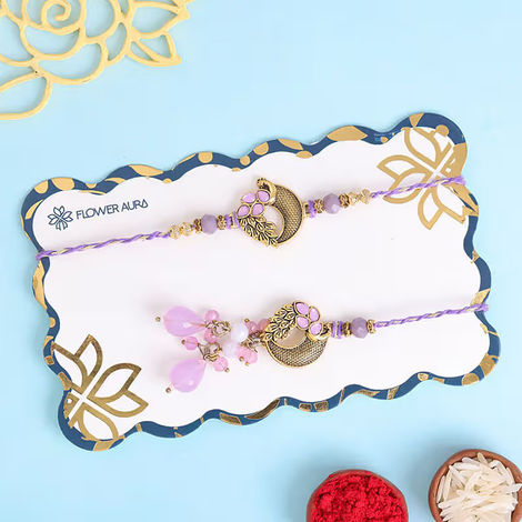 Bhaiya Bhabhi Lilac Love Rakhi Set (Floweraura)