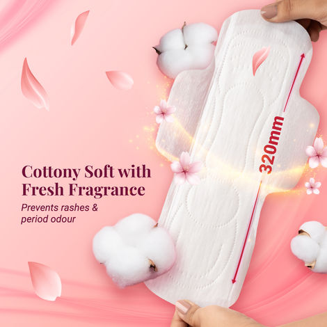 Niine Naturally Soft Ultra Thin XL+ Sanitary Pad | 320 mm and Wider Back | with Biodegradable Bags | 50 Pads