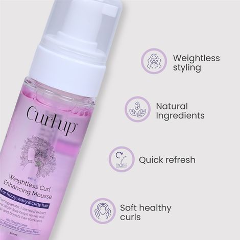 Curl Up Weightless Curl Enhancing Mousse | Adds Shine & Defines Curly Hair | For Wavy & Curly Hair