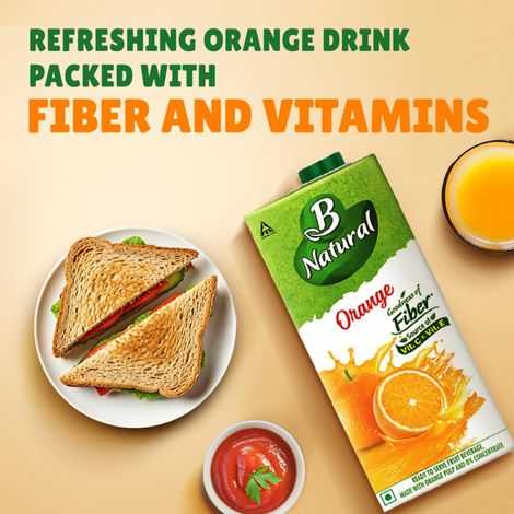 B Natural Orange Juice, 100% Pulp, No Concentrate