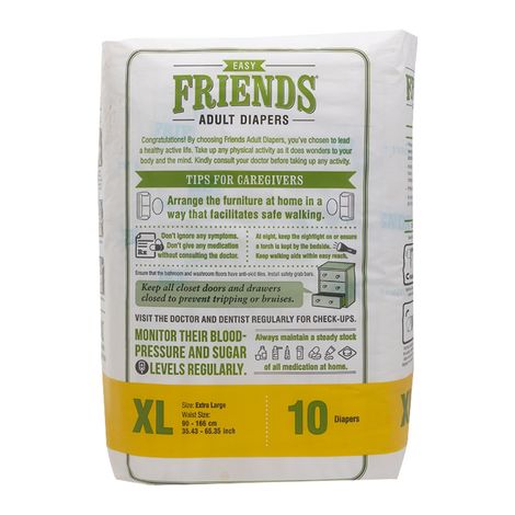 Friends Easy Adult Tapes Diapers (XL, 35.43-65.35")