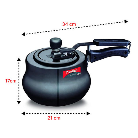 Prestige Nakshatra Plus Svachh Hard Anodised Spillage Control Handi Pressure Cooker, 3 L (Black)