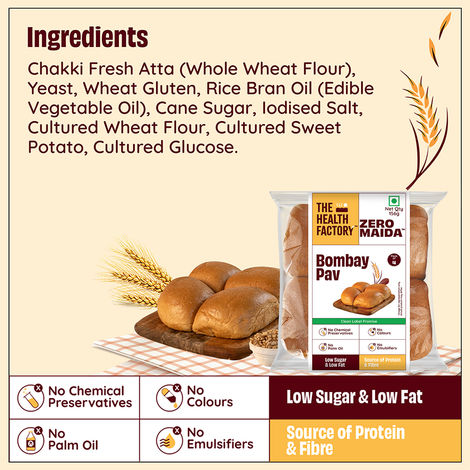 The Health Factory Zero Maida Bombay Pav | Clean Label - Not Brown