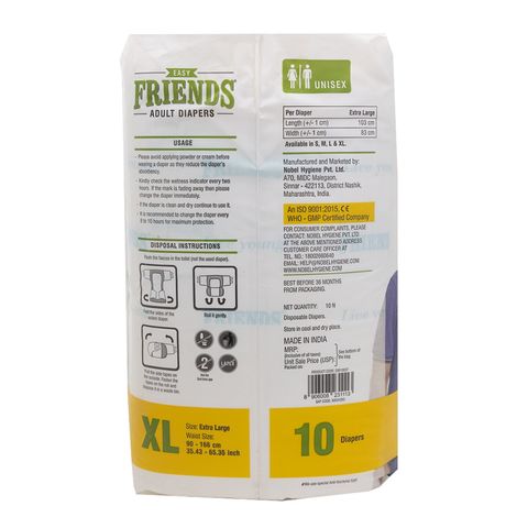Friends Easy Adult Tapes Diapers (XL, 35.43-65.35")