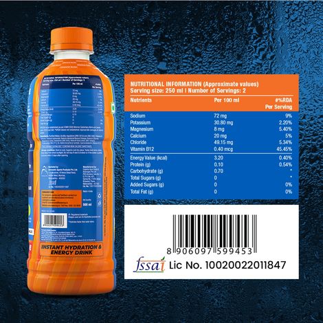Fast&Up Reload Zero Sugar Energy Drink - Refreshing Orange Flavour