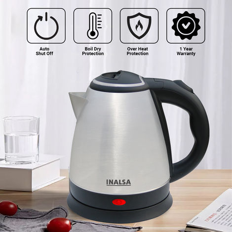 INALSA Electric Kettle Asta 1.5 Liter with Stainless Steel Body,1350W Auto Off & Boil Dry Protection