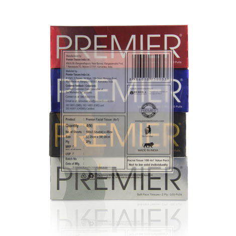 Premier 4 in 1 Face Tissue Box| 100 pulls | 2 ply