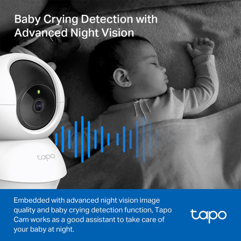 TP-Link Tapo C200 360Degree 2MP 1080p Full HD Pan/Tilt Home Security Wi-Fi Smart Camera| Alexa Enabled| 2-Way Audio| Night Vision| Motion Detection| Sound and Light Alarm| Indoor CCTV -  White
