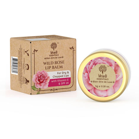 Khadi Essentials Wild Rose Lip Balm With Vitamin E | SPF 20 | Repairs & brightens Lips