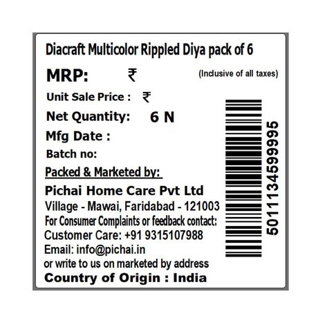 Multicolor Rippled Diya | Pack Of 6 | Designer Clay Diya | DiaCraft