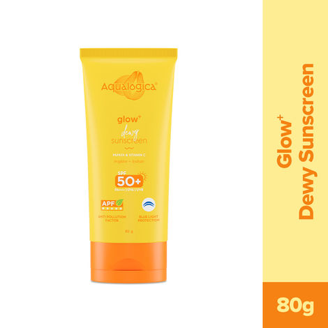 Aqualogica Glow+ Dewy Sunscreen SPF 50+ PA++++ with Anti Pollution Factor (APF) | Papaya & Vitamin C