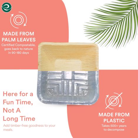 Eco Soul 150 ml Square | 10 Count | Palm Leaf Bowl