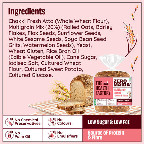 The Health Factory Zero Maida Multigrain Bread | Clean Label - Not Brown