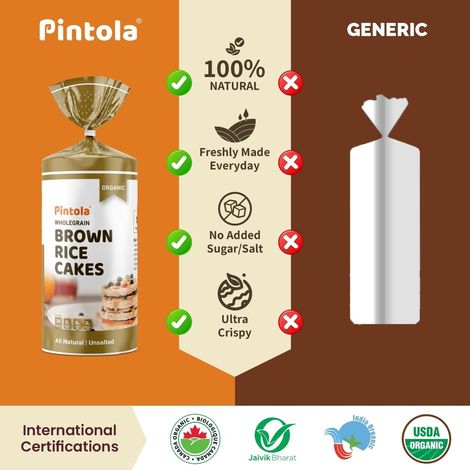 Pintola Organic Wholegrain Brown Rice Cakes Unsalted