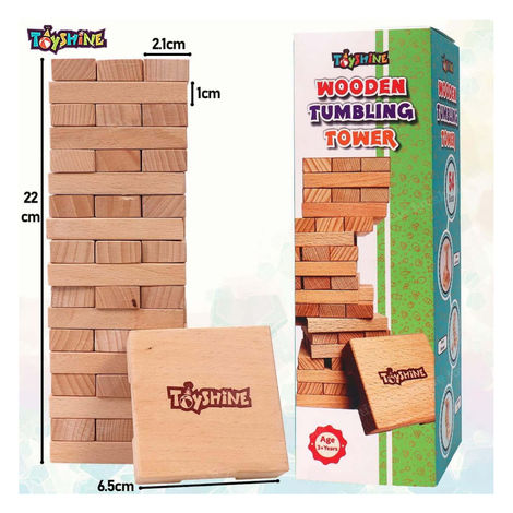 Toyshine Wooden 54 Wooden Building Block Tumbling Tower Party Game