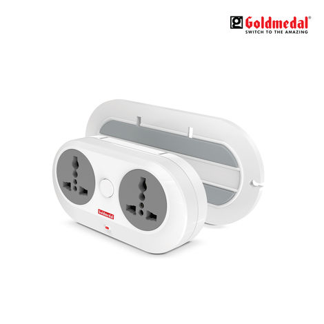 Gold Medal Wall-E-3 Pin Plug Travel Adaptor with Mobile Stand | Universal Sockets | Multiplug for Home & Office Appliances | Supports 2-Pin & 3-Pin Plugs