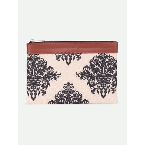 Zouk Unisex Vegan Leather Pouch | Cream and Black