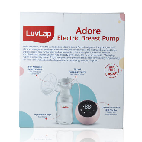 LuvLap Adore Electric Breast Pump with 2 Phase Pumping, Rechargable Battery, BPA Free