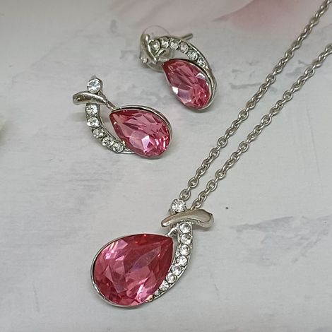 Pink Diamond set (Pendant Chain+Earring)