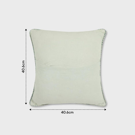 Fabindia Cotton Cushion Cover | Green | 16 x 16 inch