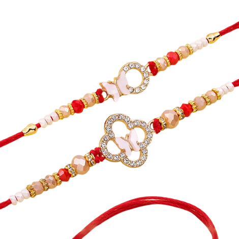 Stone Pearl Studded Rakhis (Floweraura) Set of 2