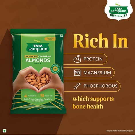 Tata Sampann 100% Pure California Almonds/Badam Giri Whole Premium Quality