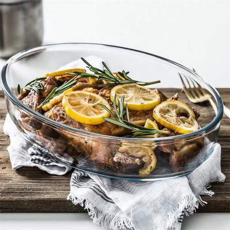 Femora Oval Baking Dish 1.6L Borosilicate Glass Microwave & Oven Safe