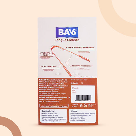 BAY6 Copper Tongue Cleaner with Scientific fluid design (Pure Copper)