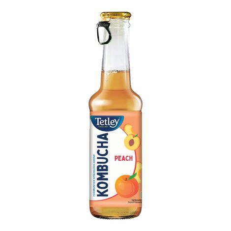 Tetley Kombucha Peach Fermented Tea With Live Culture | Rich in Antioxidants