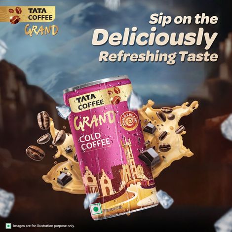 Tata Cold Coffee Belgian Chocolate Iced Coffee, Rich & Creamy, Flavoured Milk, Can