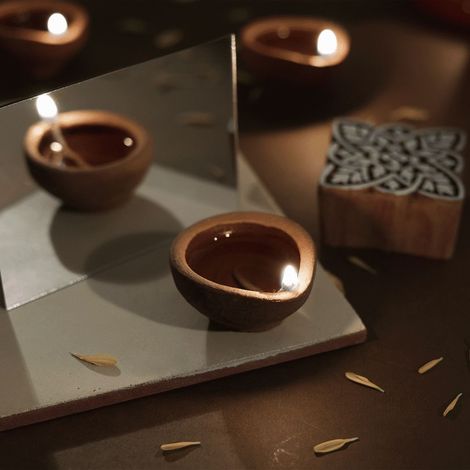 Diwali Clay Diya | Pack Of 12 | Traditional | Diya-Pooja | Divine Vibes - Brown