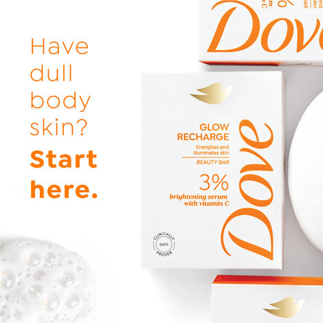 Dove 3% Brightening Serum + Vitamin C Glow Recharge Serum Beauty Bar | Pack of 3