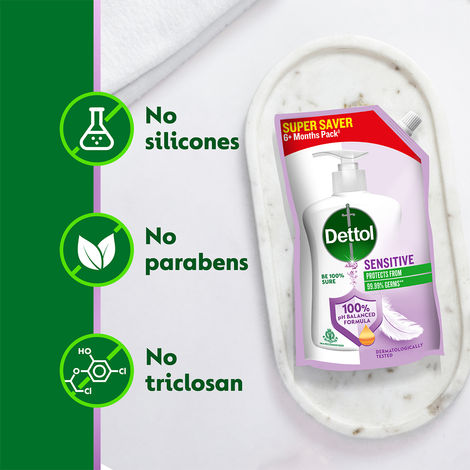 Dettol Sensitive Hand Wash Refill | Moisturizing Handwash | pH Balance | Gentle on Skin