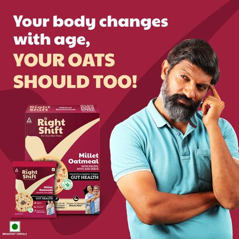 Right Shift Millet Oatmeal | High Protein & Fibre, No preservative | Sweetened with Jaggery