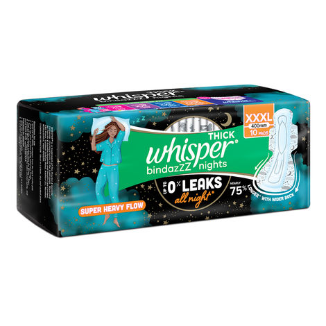 Whisper Bindazzz Nights Sanitary Pads | XXXL | 10 pcs