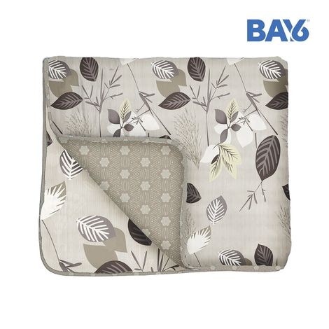 BAY6 Microfibre Leaf Print Single Bed Dohar - Beige & Brown | 150 x 220 cm