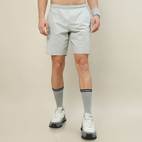 Technosport Men Poly Solid Relax Fit Sports Shorts with TECHNOLITE | Lunar Grey | XXL