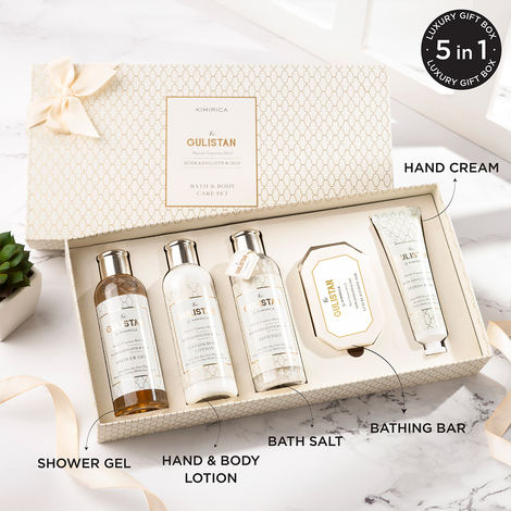Kimirica Gulistan Indulgence Set | Luxury Bath & Body Gift Set with Soothing Rose Fragrance