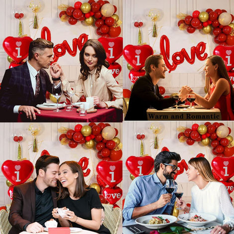 Party Propz Love Balloons Decoration Combo | I Love U Balloons-Red & Gold Balloons and more