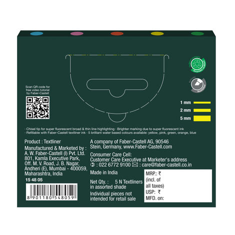 Faber-Castell Text Liner Pen Assorted Set Of 5